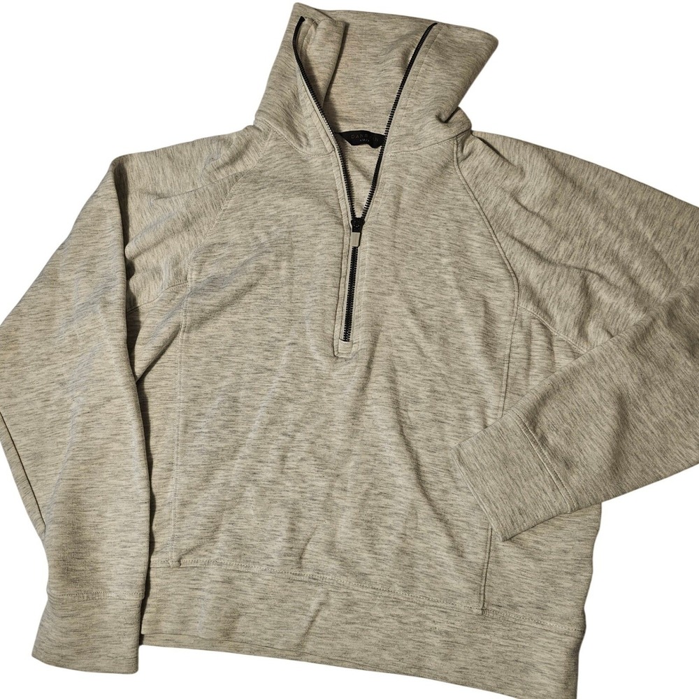 Danskin Womens Quarter Zip Pullover Sweatshirt Gray Heathered Mock Neck Small
